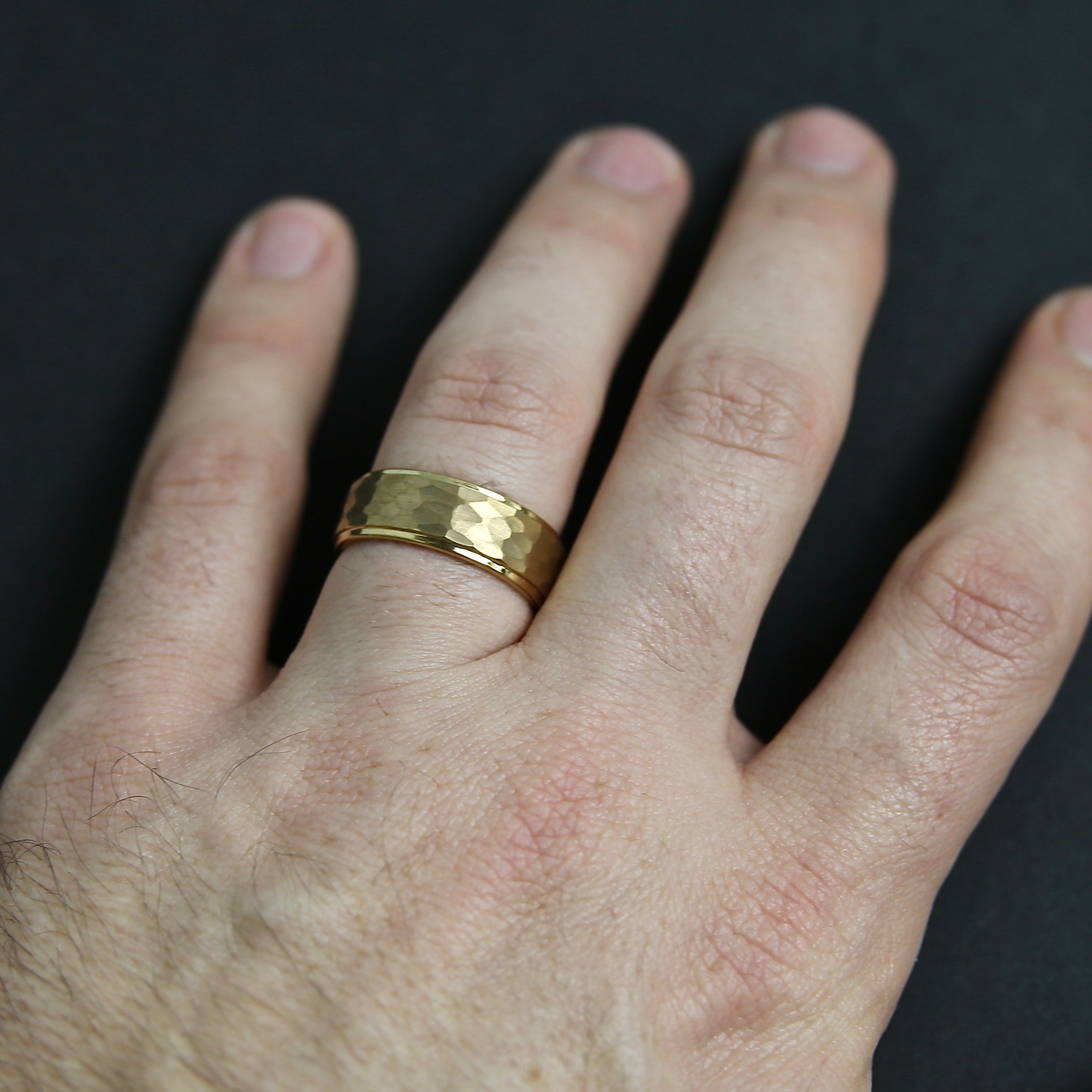 Hammered Tungsten Band - Gold