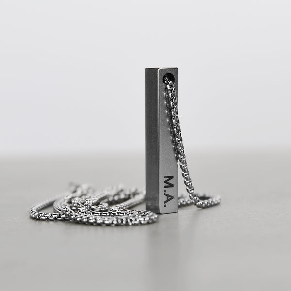 Bar Pendant Necklace - Matte Steel 6mm