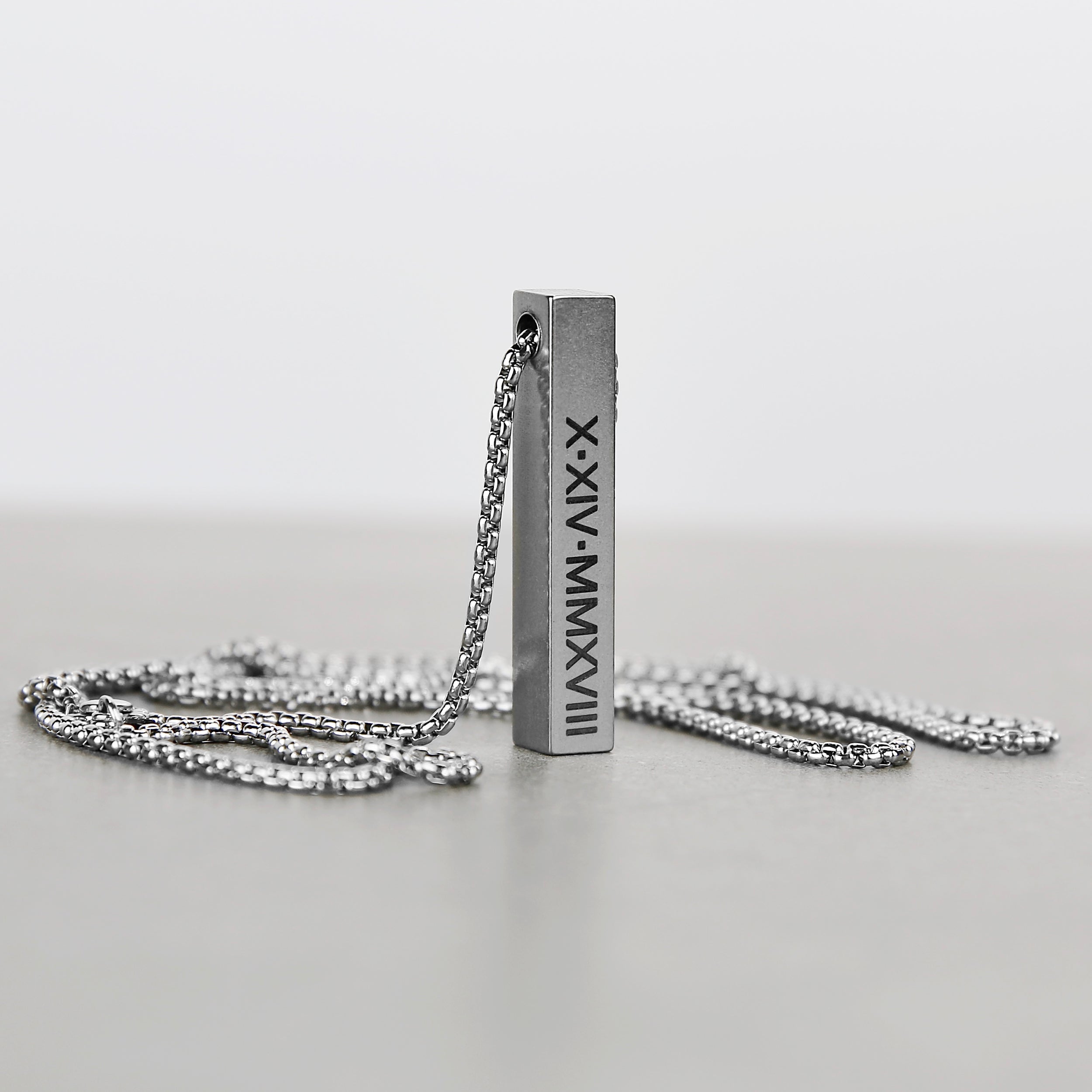 Bar Pendant Necklace - Matte Steel 6mm