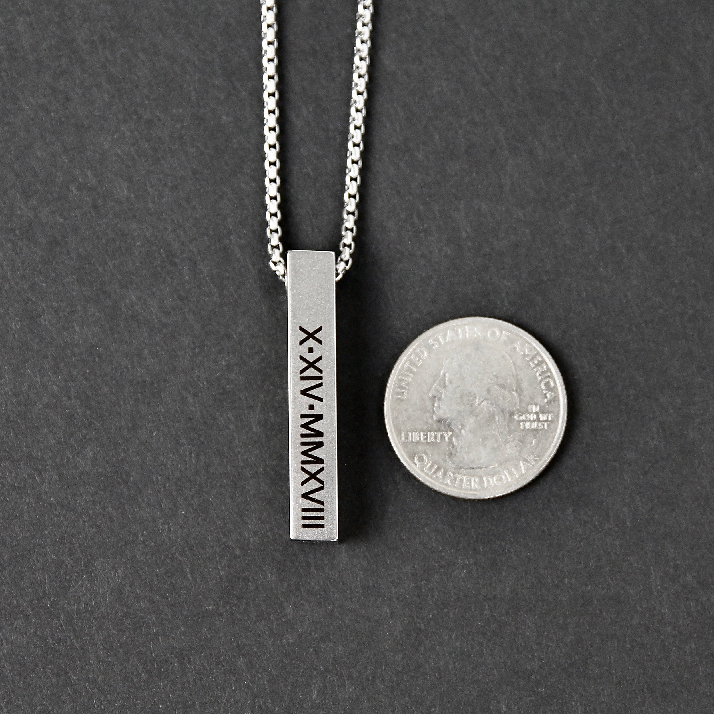 Bar Pendant Necklace - Matte Steel 6mm