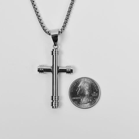 Pipe Cross Necklace - Silver