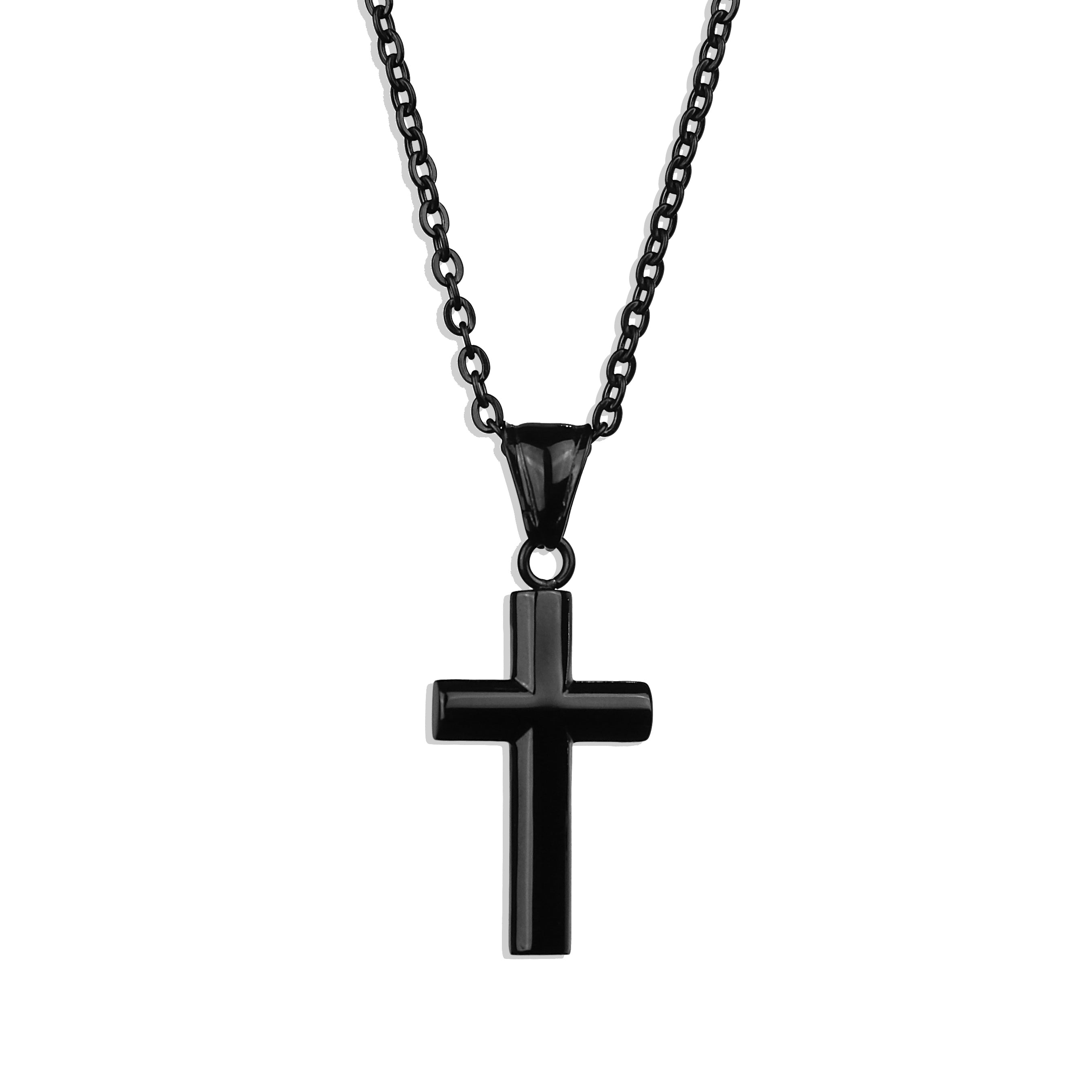 Bold Cross Necklace - Black