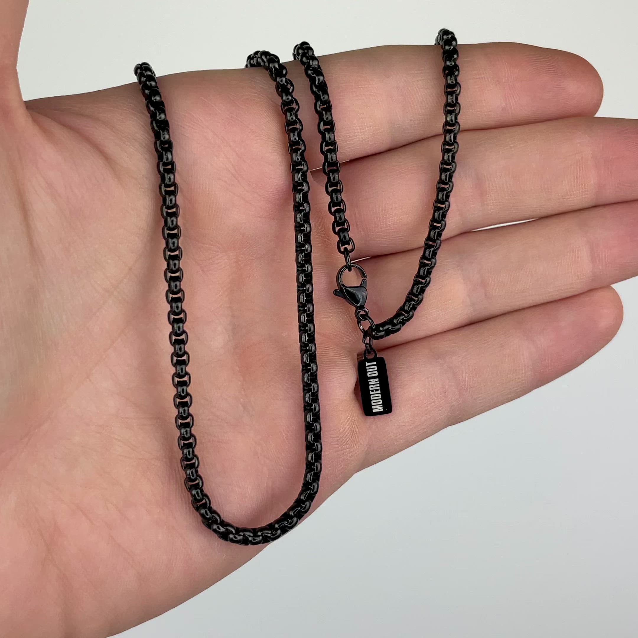 Box Chain Necklace - Black 3.5mm