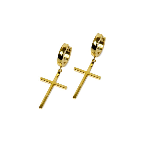 Large Cross Earring - Gold