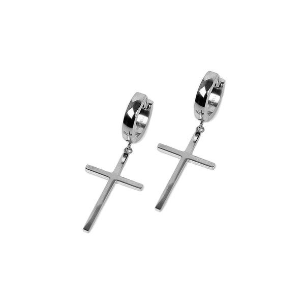 Large Cross Earring - Silver