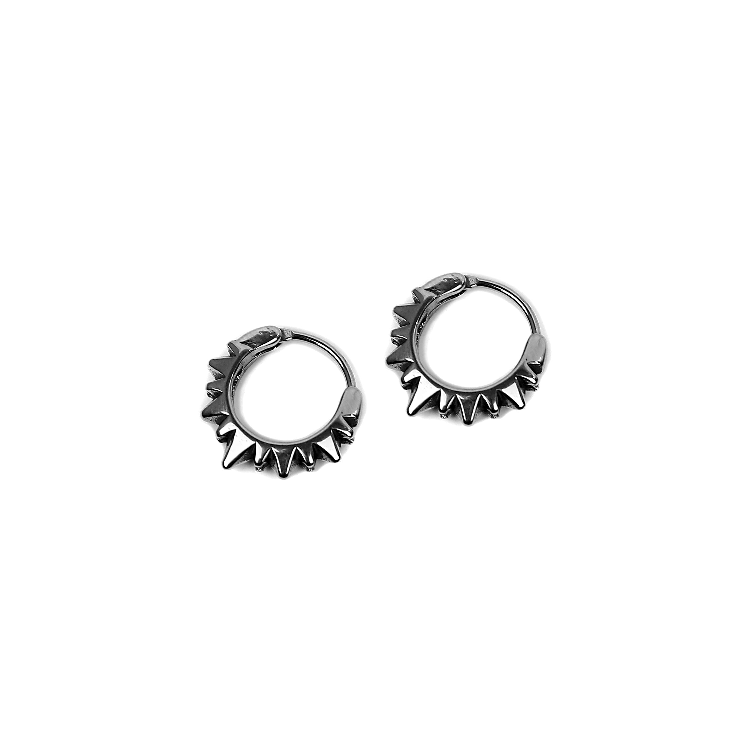 Spiked Hoop Earring - Silver