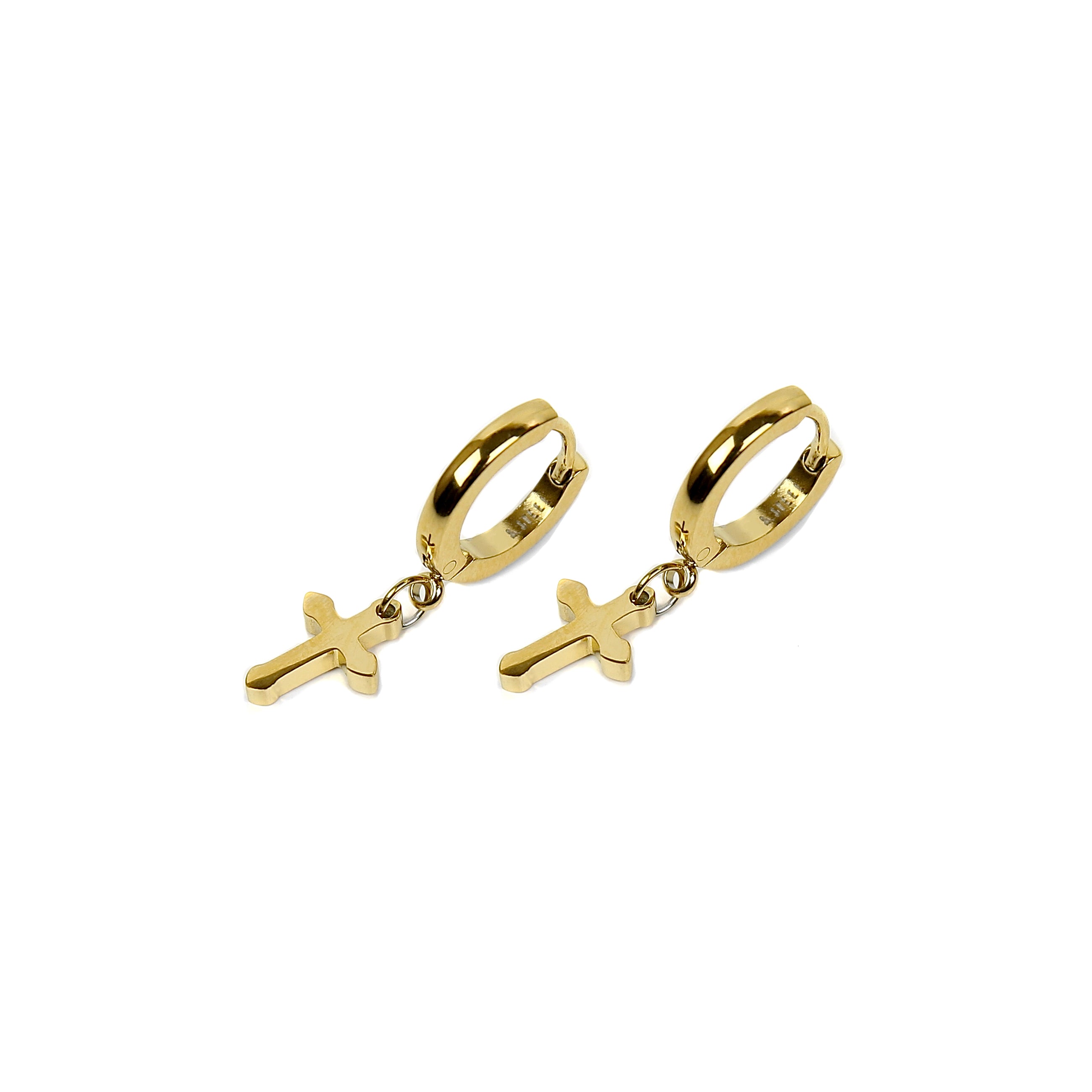 Retro Cross Earring - Gold